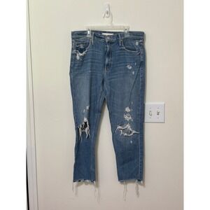 Mother Superior Jeans The Cardinal Sinner Ankle Chew Frayed Hem Light Wash Sz 30